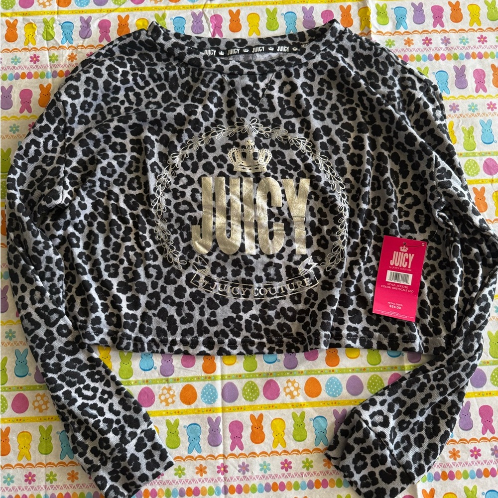 Juicy Couture Black and Gray Leopard Print Top